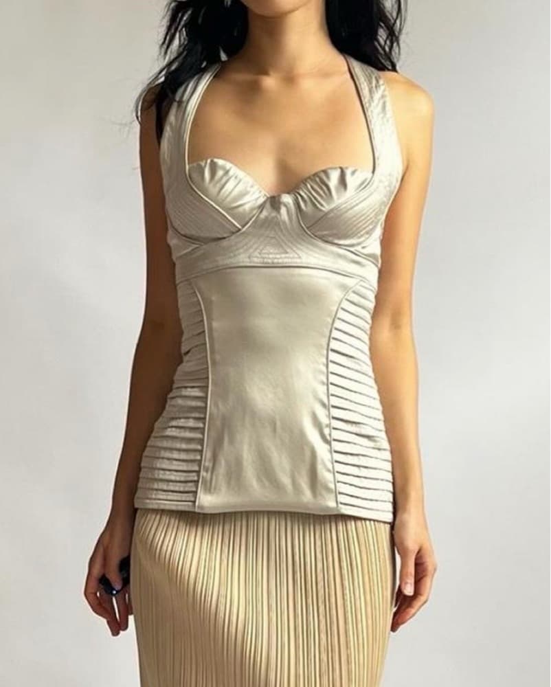 Proenza Shouler silverish Satin Corset - Image 2