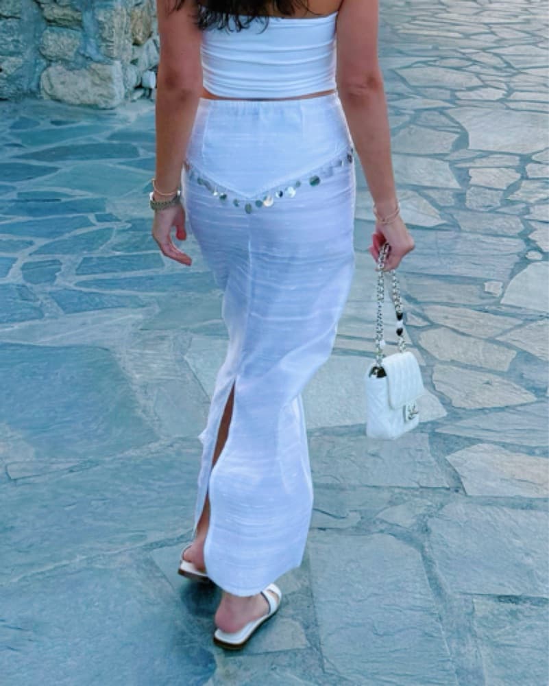 Gimaguas White Diane Maxi Skirt Sequin - Image 4