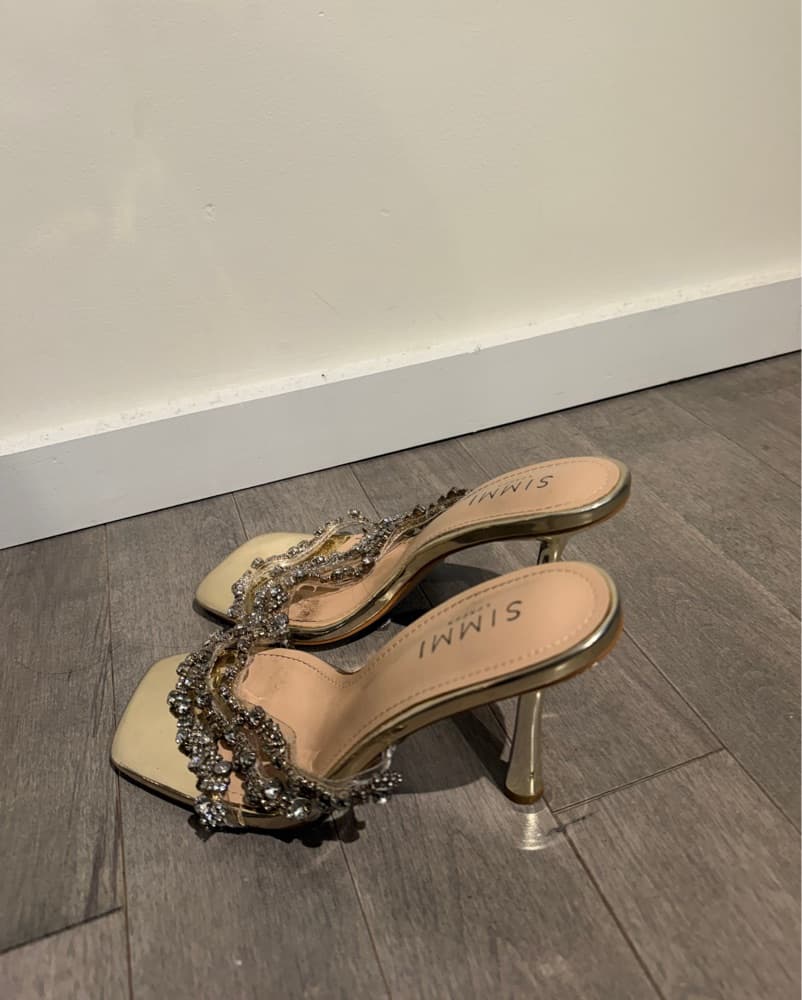 Gold Rhinestone Strap Heels - Image 2