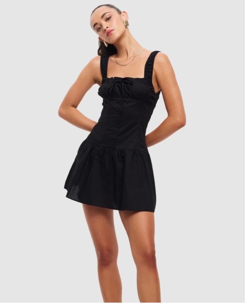 Lioness Black Ruched Bodice Mini Dress - Image 3