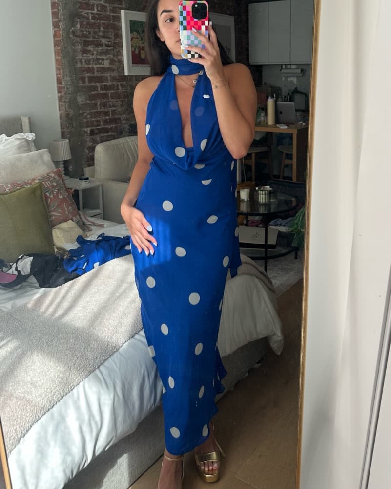 Polla Dot Drape Dress - Image 4