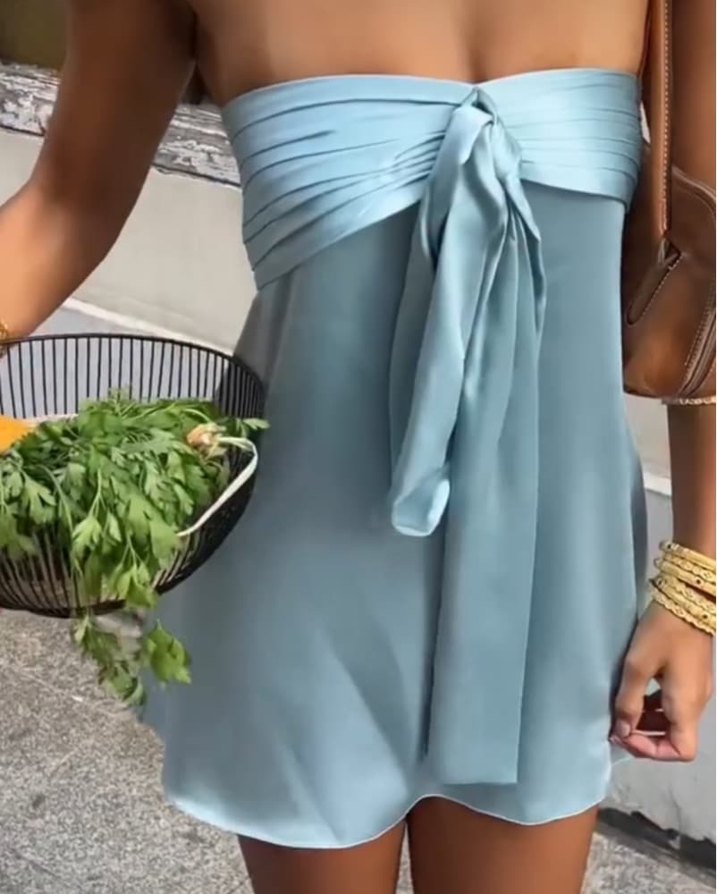 Elegant Satin Wrap Dress - Image 3