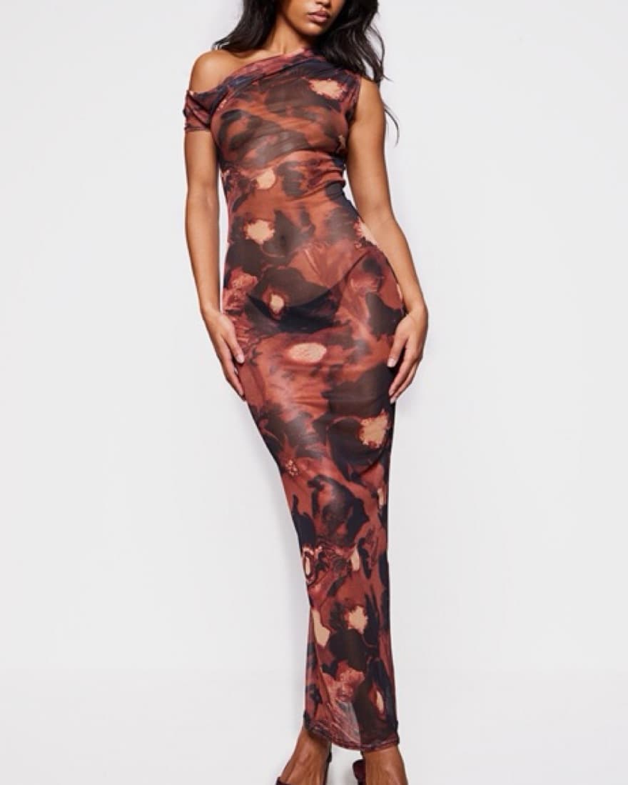 Rust PrettyLittleThing Maxi Dress  - Image 4