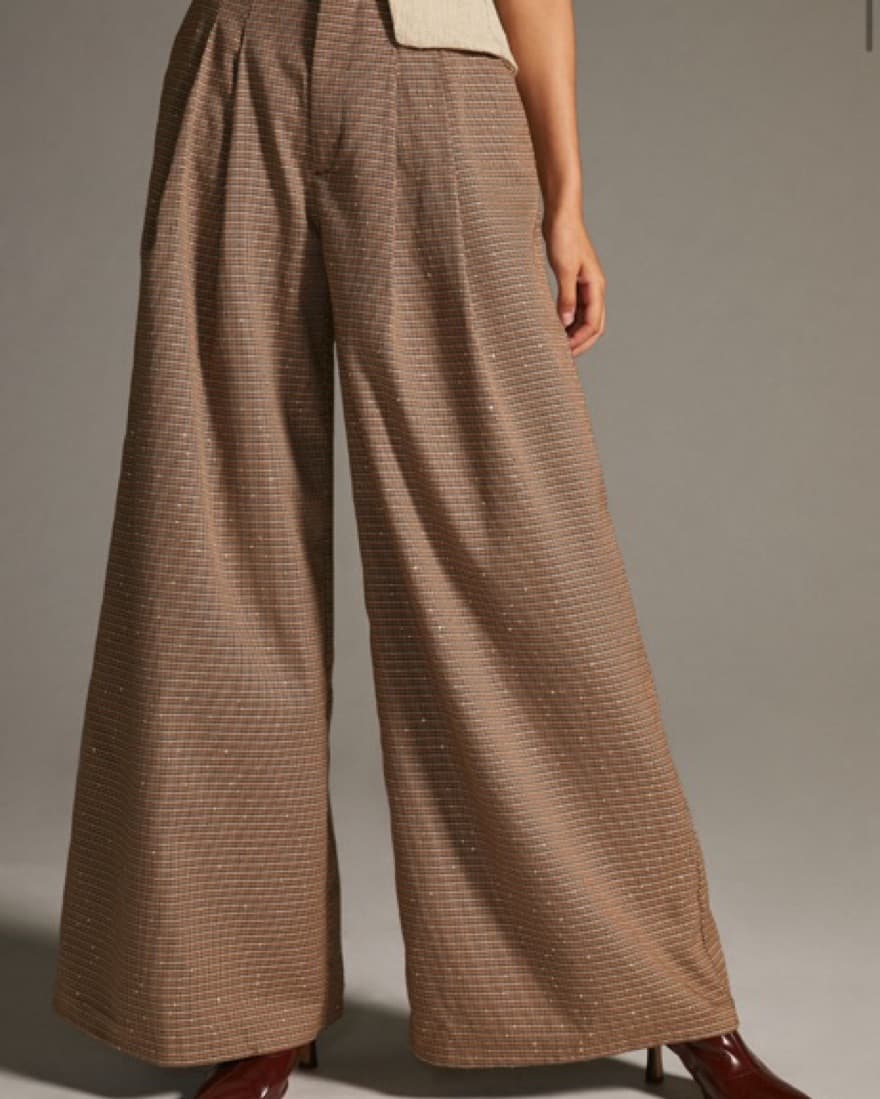 Sequin Plaid Wide Leg Pants  - Image 2