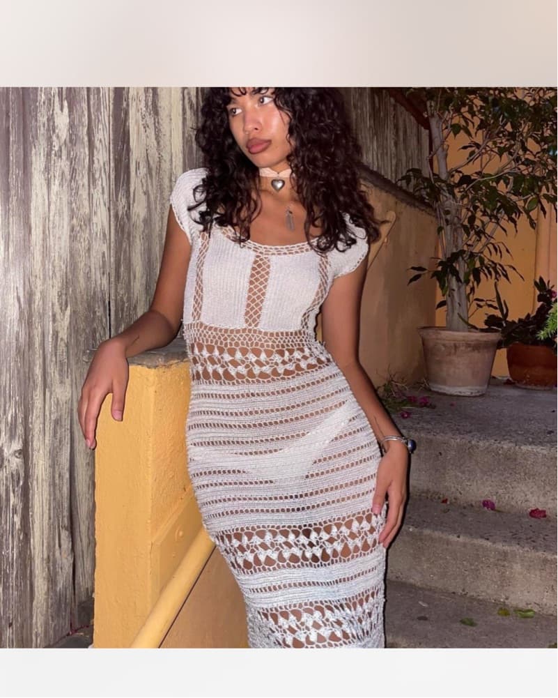 Elegant Crochet Lace Maxi Dress - Image 1