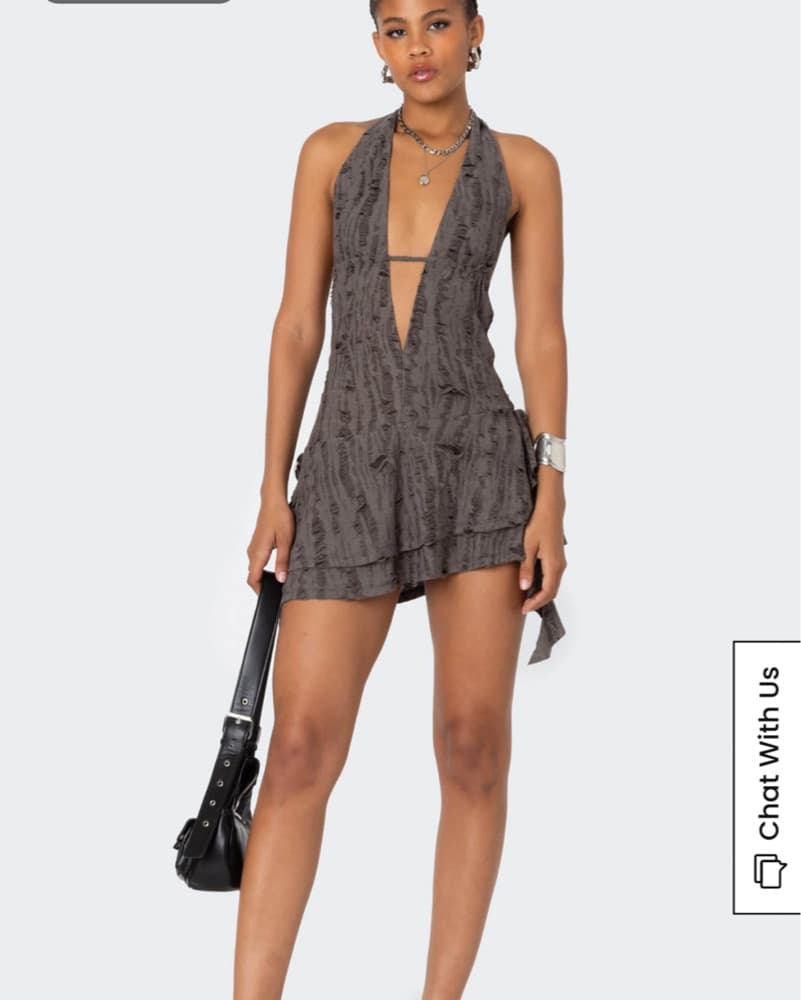 Edikted Shredded Backless Halter Dress  - Image 1