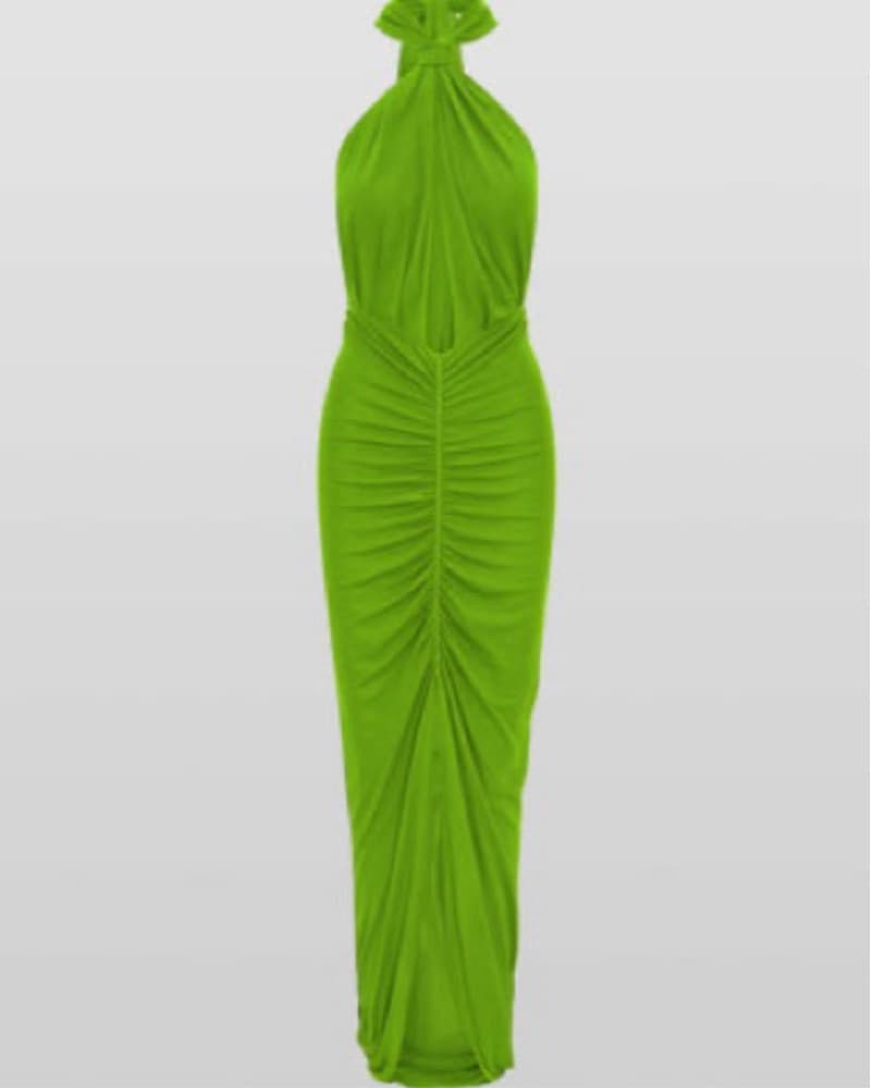 Rat & Boa Green Ruched Maxi Dress - Image 5