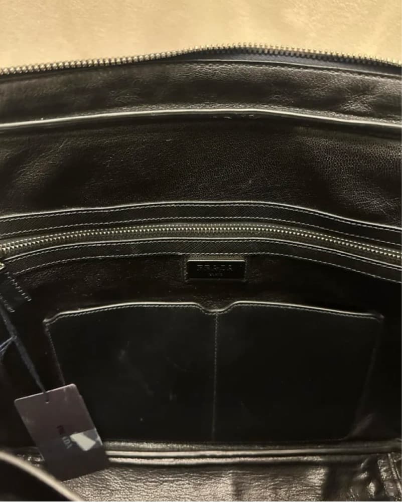 Prada Milano Black Leather Saffiano Laptop Tote Bag - Image 4