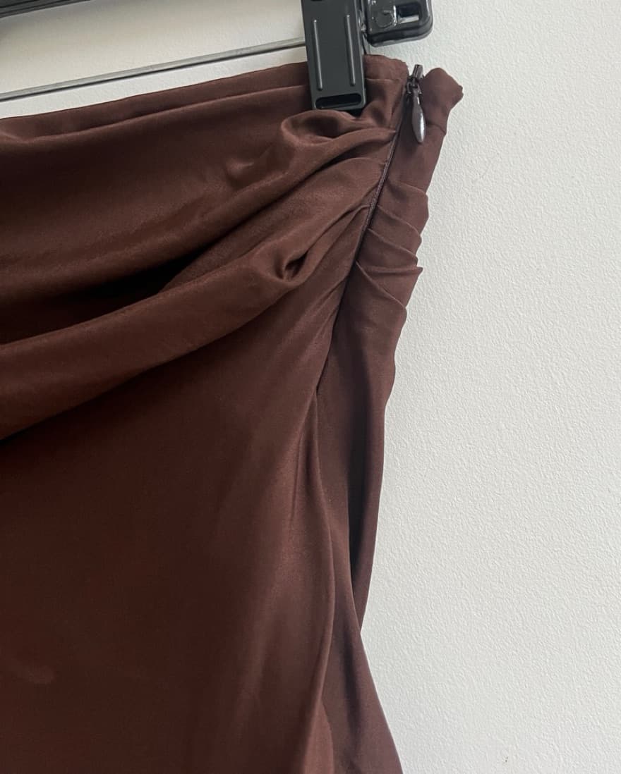 Gauge 81 chocolate brown silk wrap Skirt - Image 4