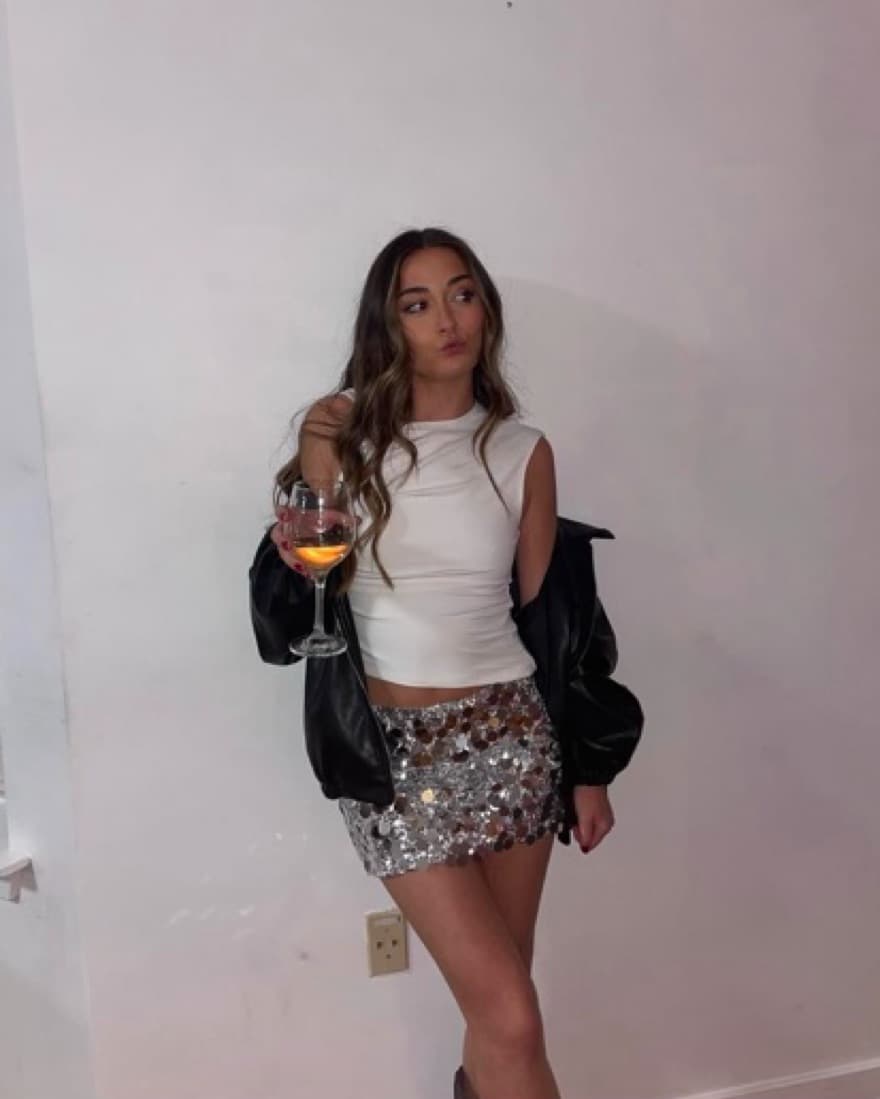 Edikted Sabrina Low Rise Sequin Skirt - Image 1