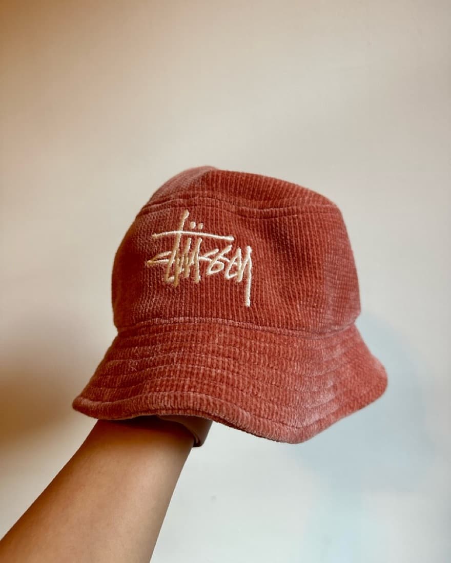 Stussy Corduroy Pink Bucket Hat - Image 1
