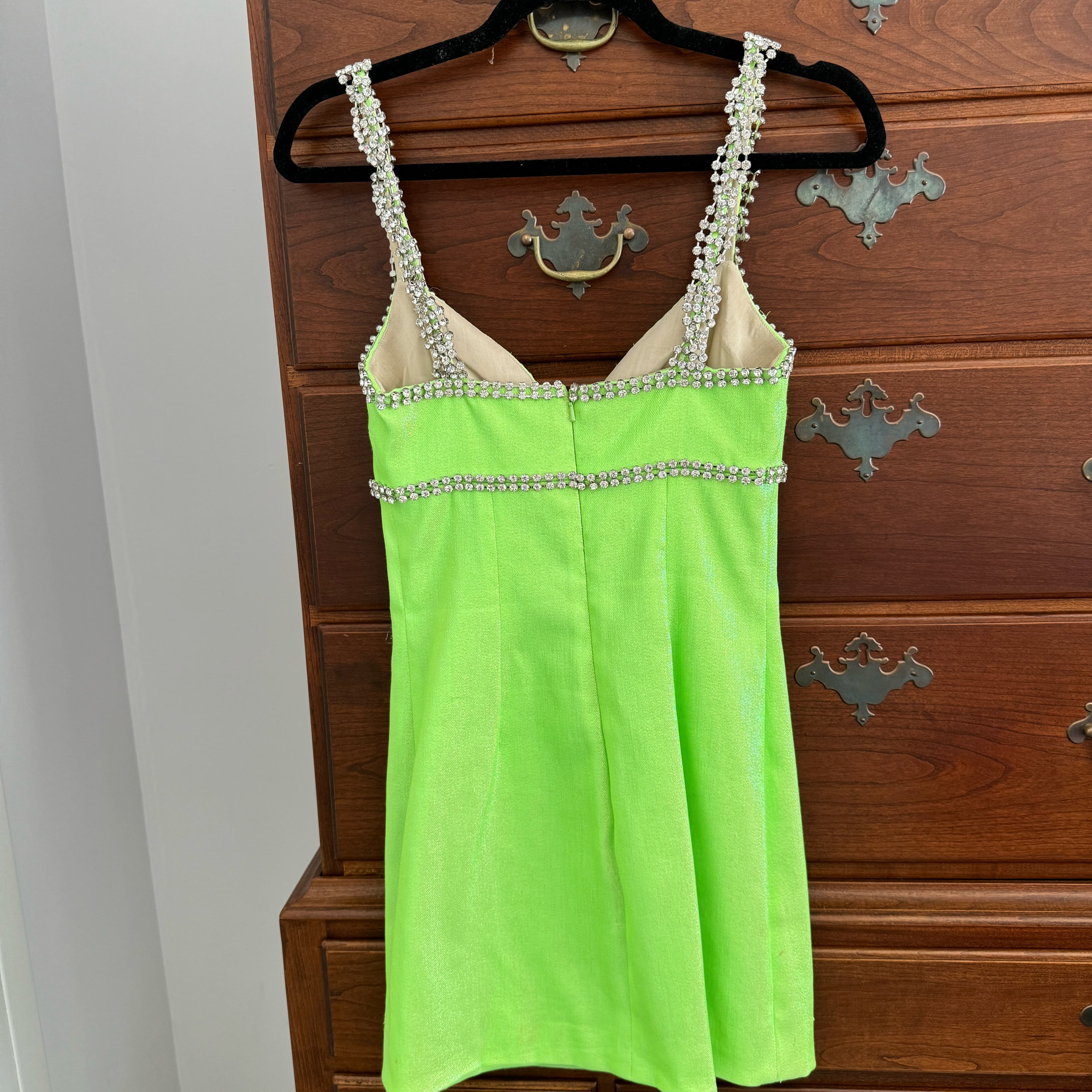 Area Bright Green Mini Dress - Image 3