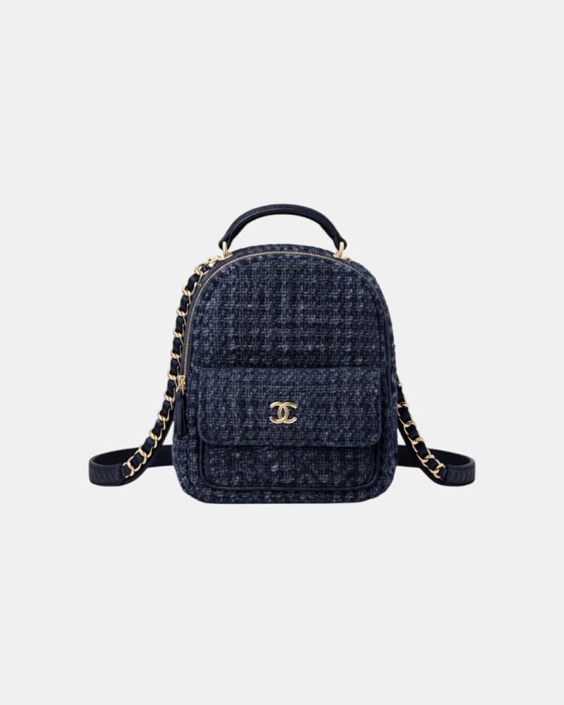 Chanel Tweed Blue Mini Backpack - Image 1