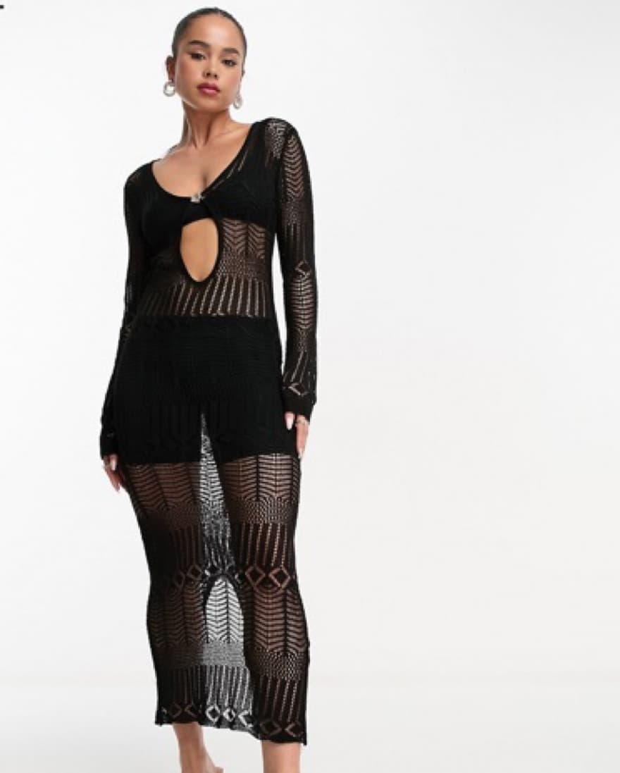 Black Knit Maxi Dress - Image 3