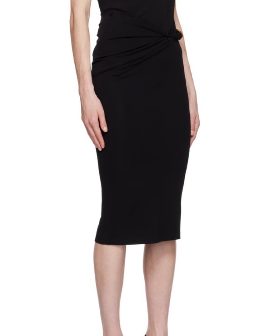 Black Rolled Midi Skirt - Image 2