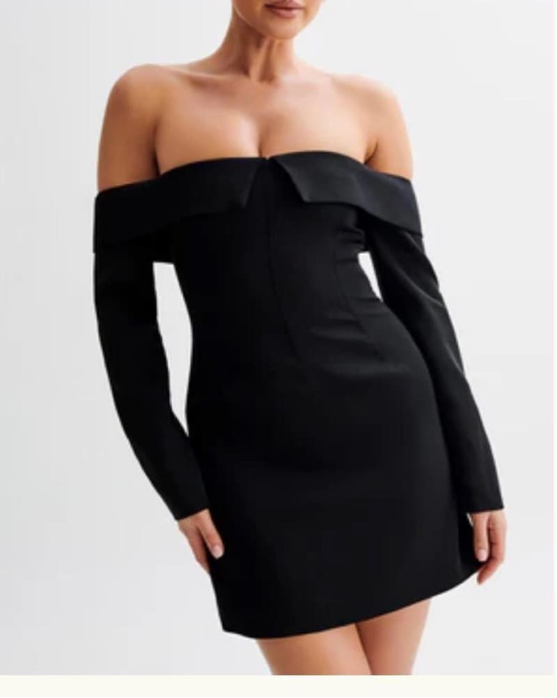 Hugo Off Shoulder Mini Dress - Ivory - Image 3