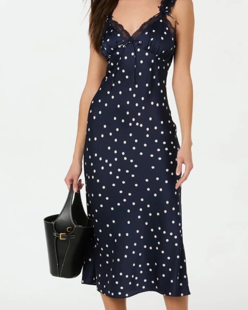 Blue polka dot midi dress  - Image 2