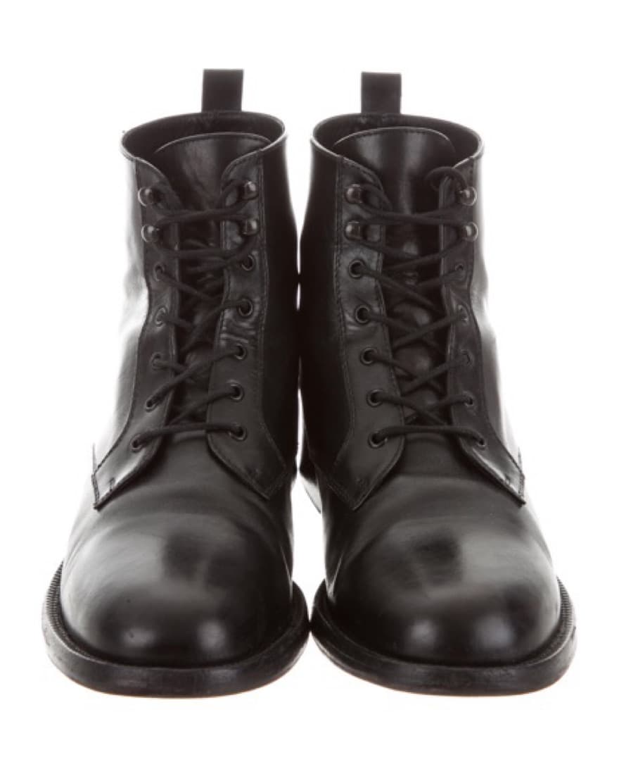 Saint Laurent Leather Lace Up Booties - Image 2