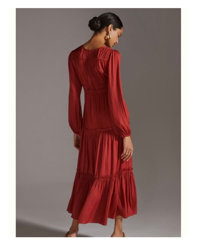 Anthropologie Long Sleeve Silk Dress - Image 2
