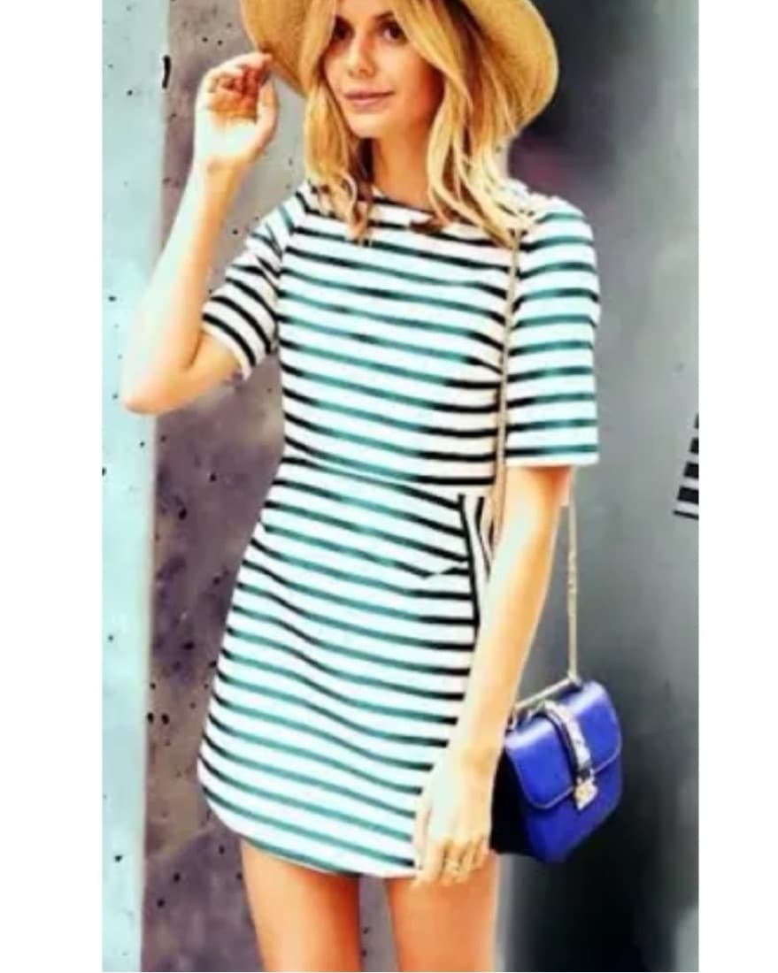 Topshop Satin Striped Dress- Size 4 - Image 3