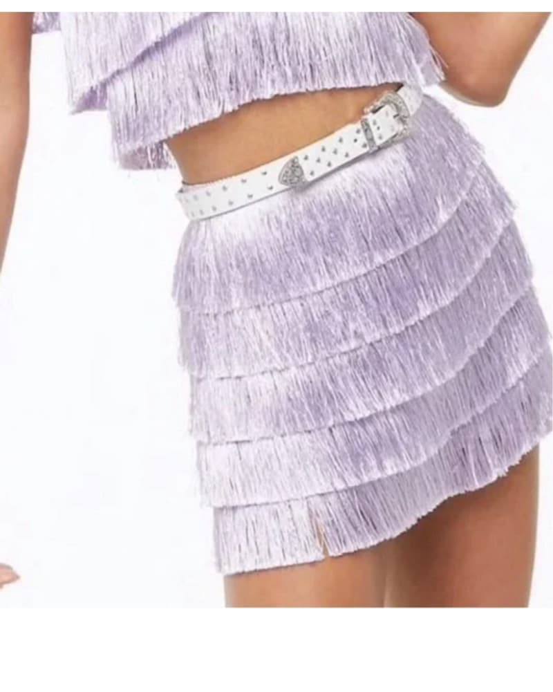 Lavish Lilac Fringe Mini Dress - Image 2