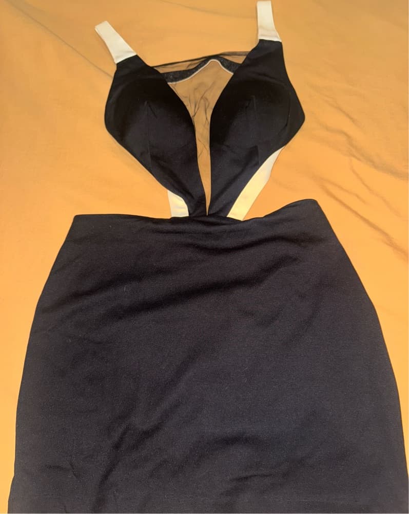 Bebe Lash Mesh White Black Dress Vintage - Image 1