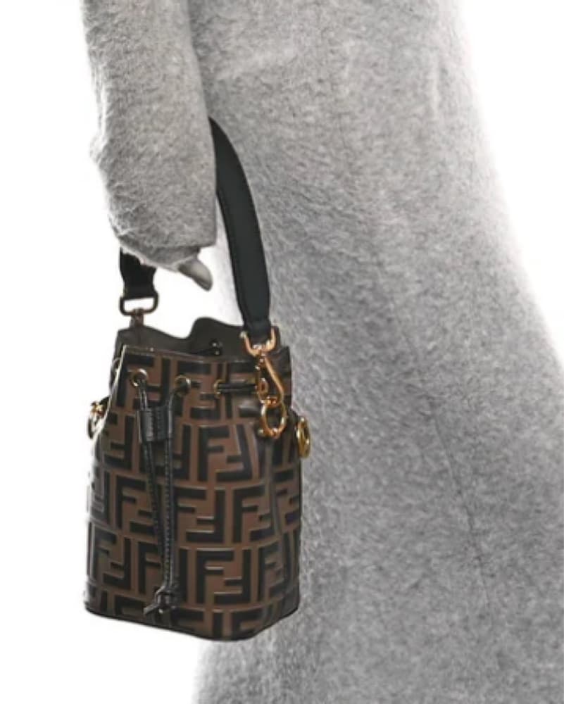 Brown Fendi Leather Monogram Bucket Bag - Image 4