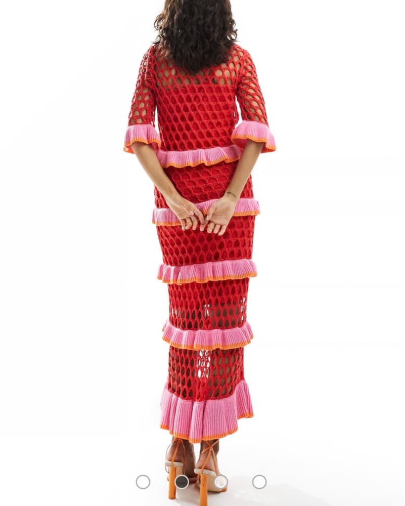 NFD RED AND PINK CROCHET DRESS - Image 2