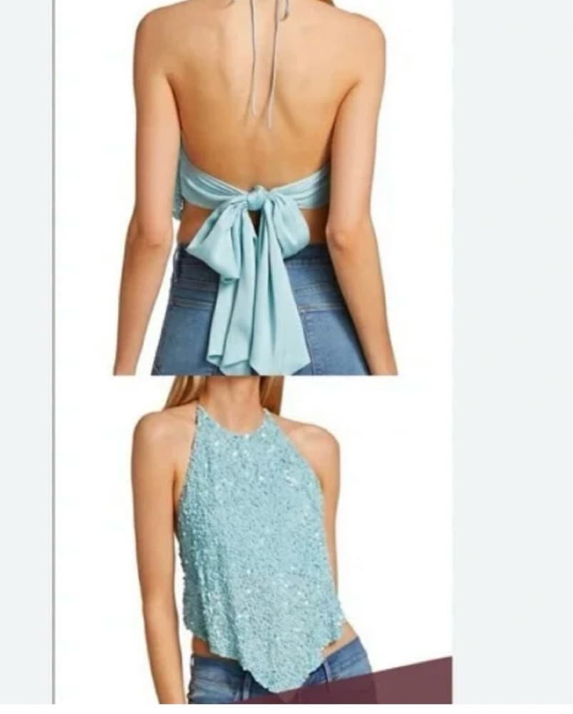 Alice & Olivia Sequin Halter Top - Image 2