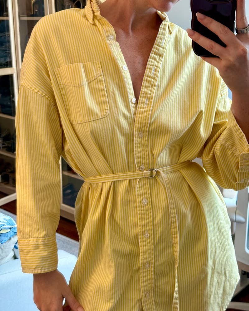 Yellow Striped Denim Mini Dress - Image 2