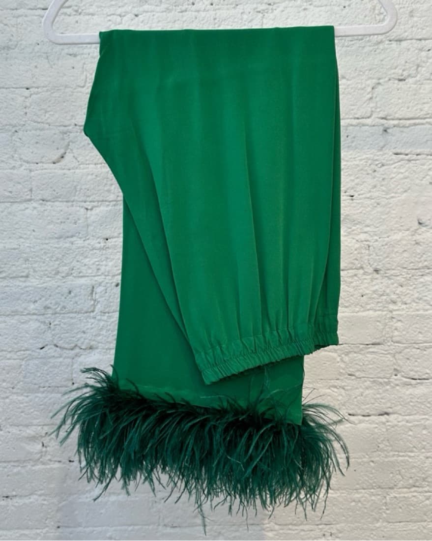 Green Pajama Set With Feathers  - Image 2