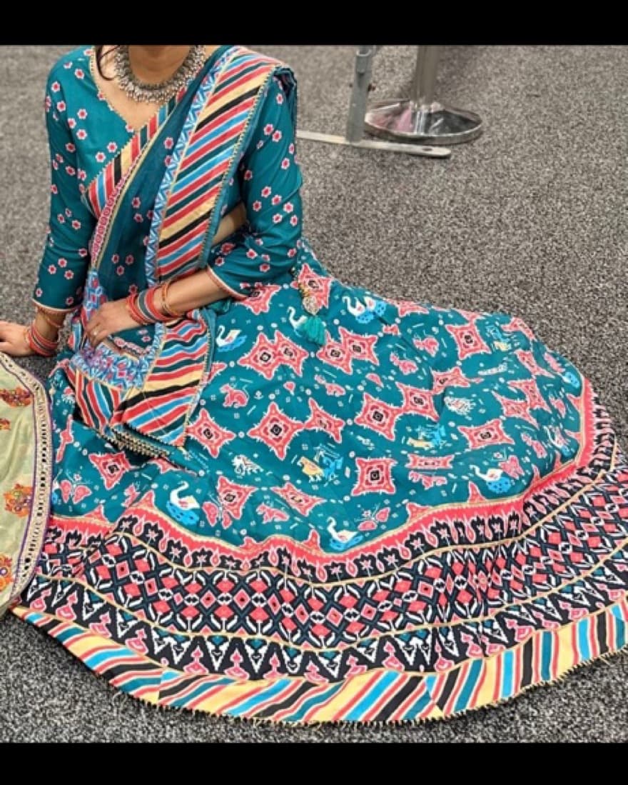 Teal Lehenga And Garba Chaniya Choli - Image 1