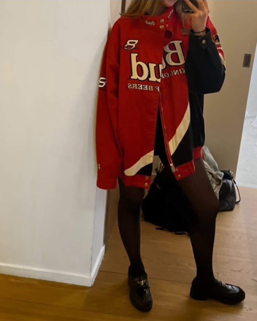 Oversized Vintage Red Budweiser Jacket - Image 2