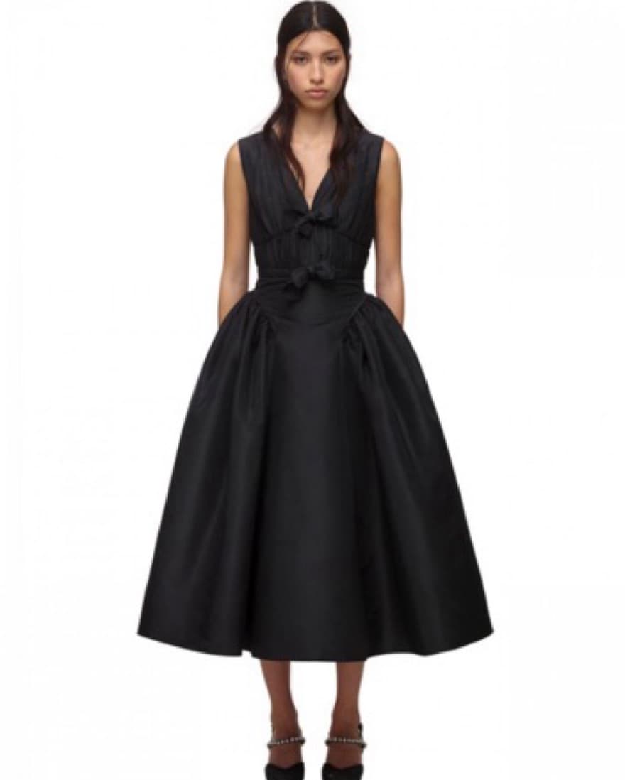 Self Portrait Black Bow Midi Dress - Image 2