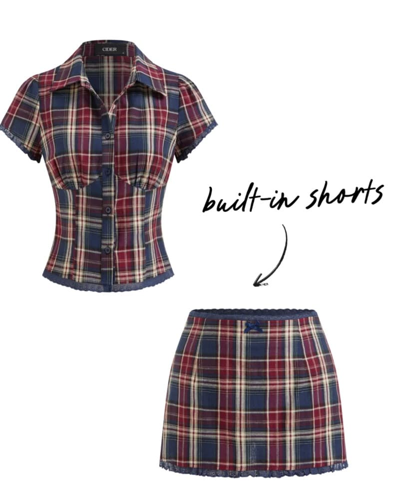 Holiday Plaid Skirt Set - Image 3