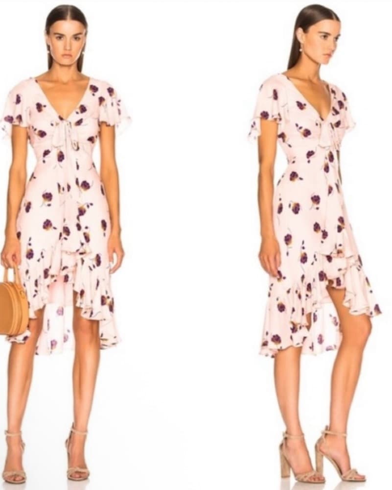 Floral Midi Dress with Ruffle Sleeves - Image 1