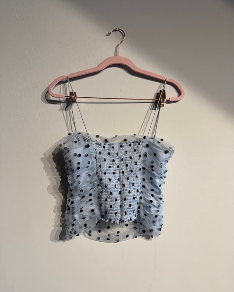 Blue Mesh Polka Dot Top Reformation Amber - Image 5