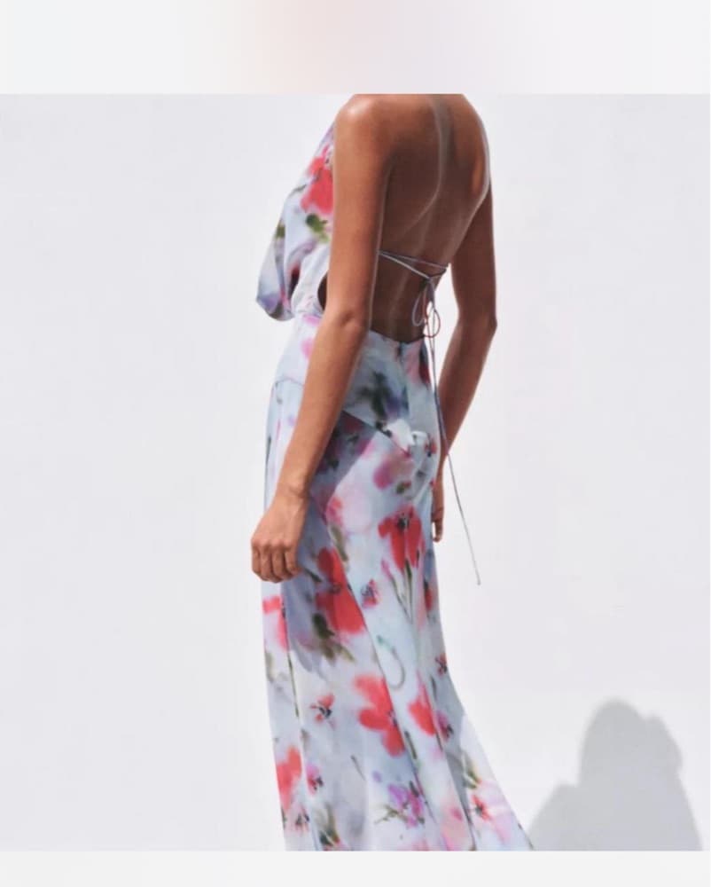 Backless Midi Halter Floral Dress - Image 2