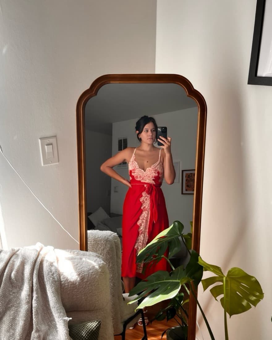 We Are HAH Red Lace Wrap Dress - Image 1