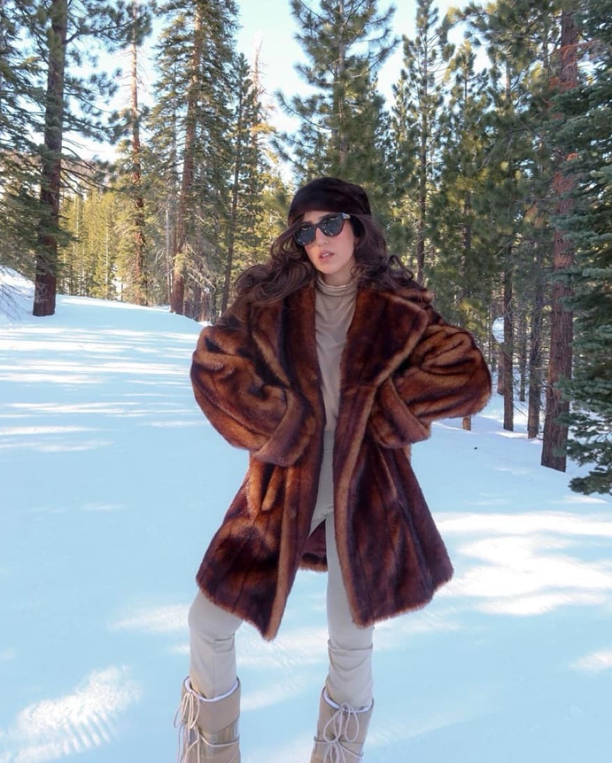 Vintage Dennis Basso Brown Faux Fur Coat - Image 2