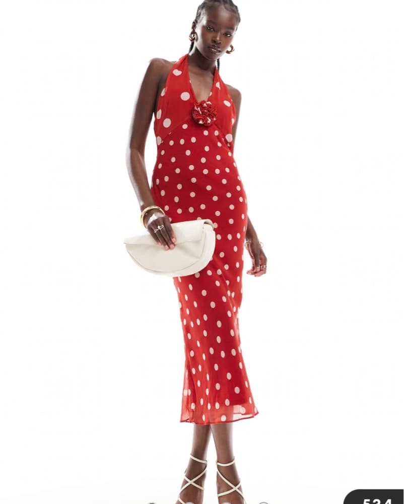 Red Polka Dot Halter Dress - Image 1