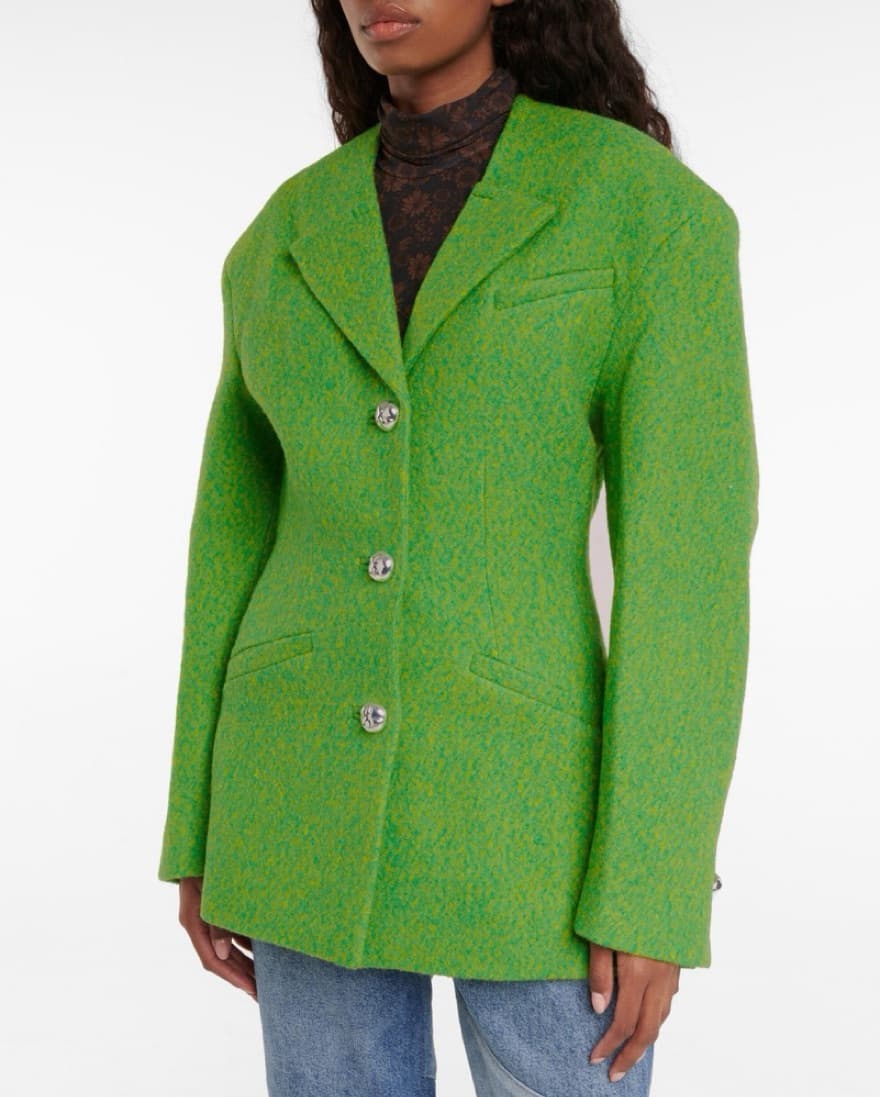 Ganni green recycled wool blazer - Image 1