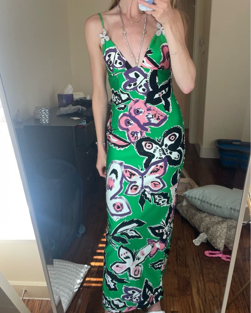AREA Butterfly Print Maxi Dress - Image 3