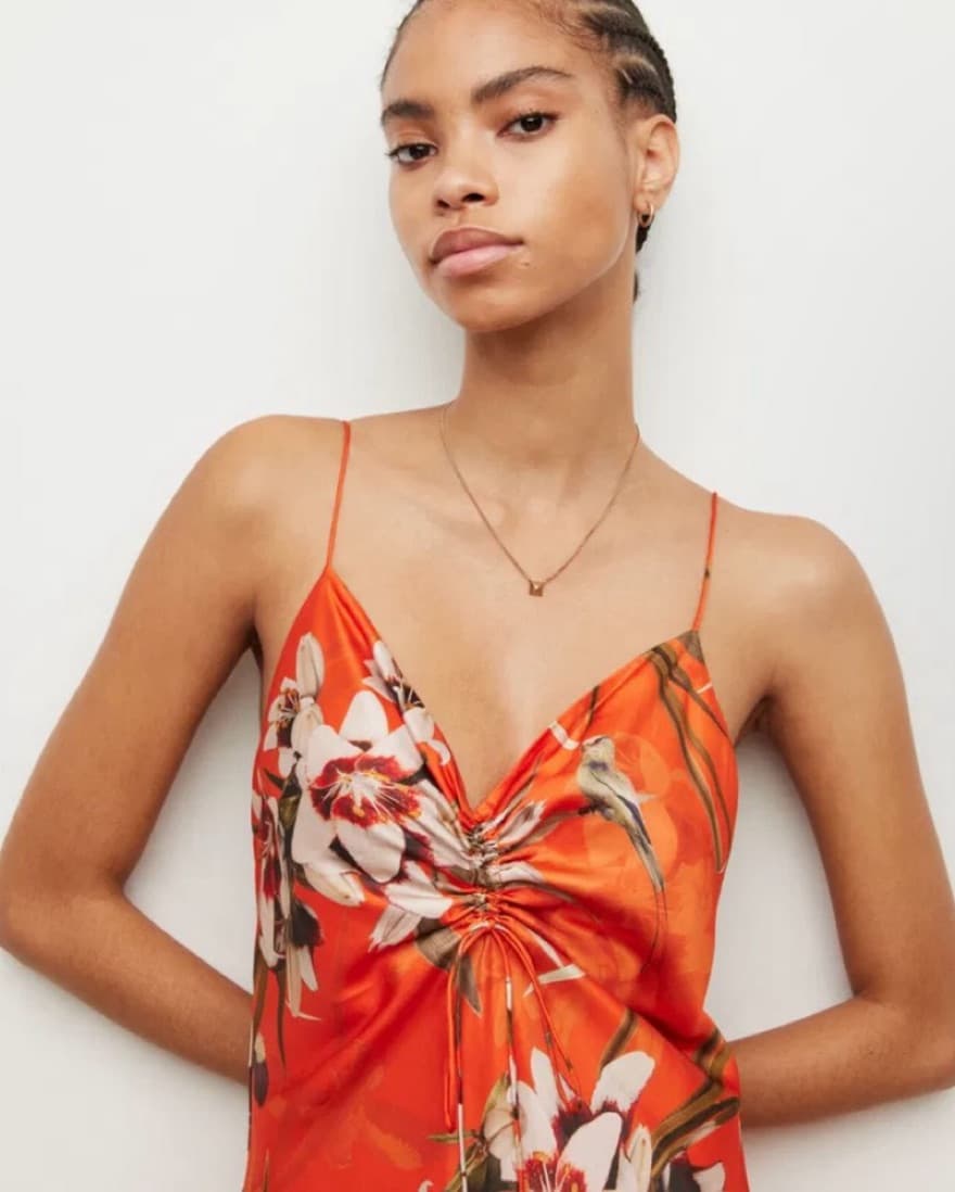 ALL SAINTS Alexia Dorada Silk Dress XS - Image 2