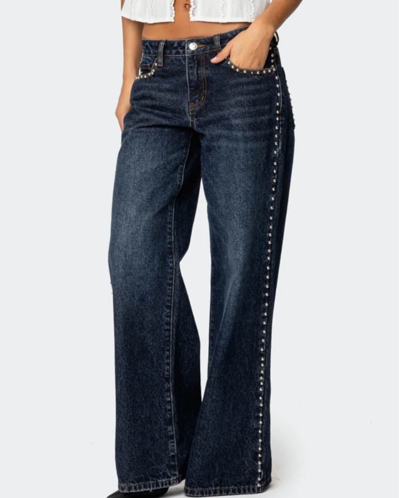 Studded Low Rise Baggy Jeans - Image 1