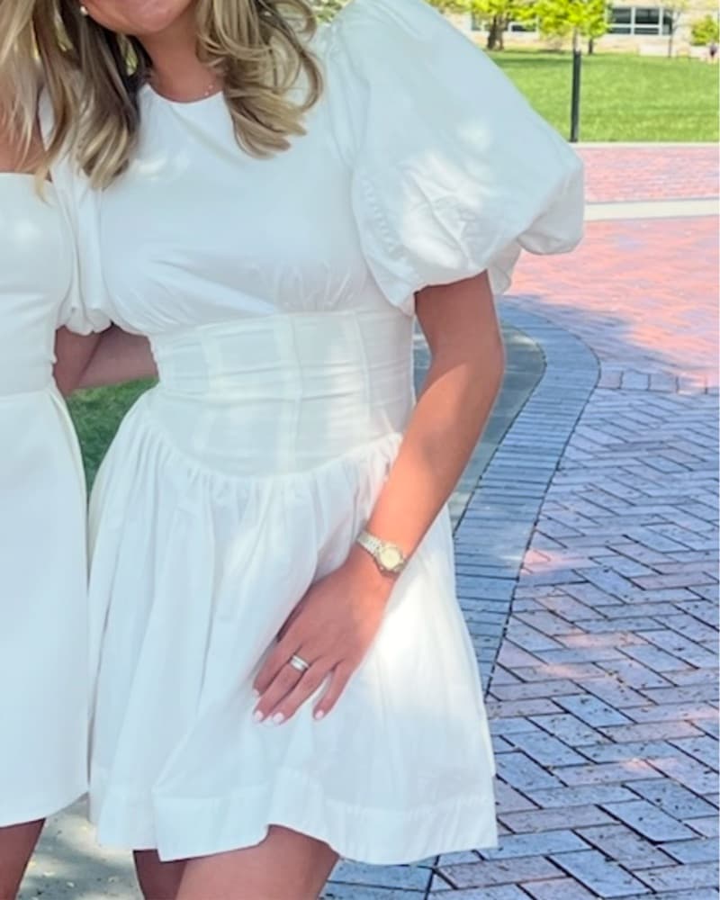 Aje Puff Sleeve White Mini Dress - Image 2