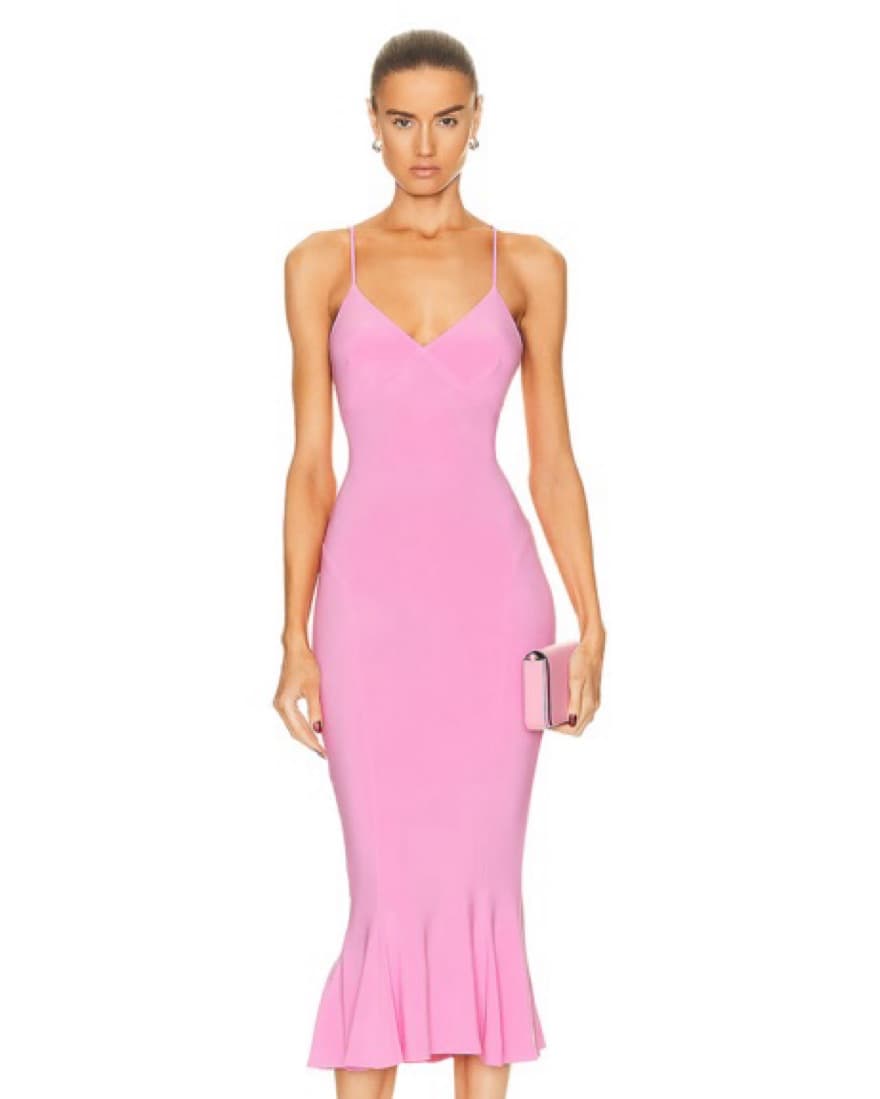 Norma Kamali Slip Fishtail Dress In Pink - Image 1