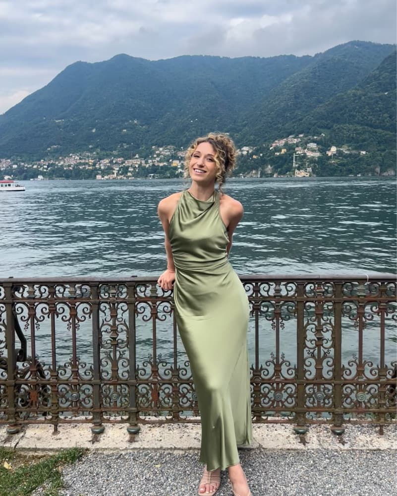 Green Reformation Silk Dress - Image 3