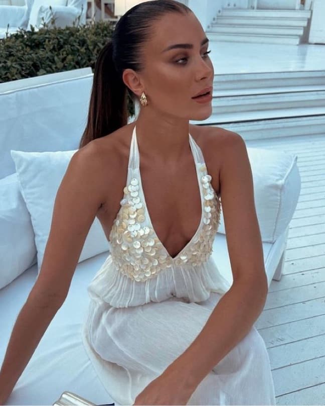Seashell White Halter Maxi Dress  - Image 1