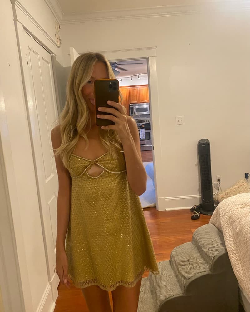 Fun Gold Mini Dress - Image 1